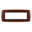Ettroit placca compatibile Bticino Livinglight 7 moduli plastica bombata colore radica - LN88703
