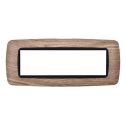 Ettroit placca compatibile Bticino Livinglight 7 moduli plastica bombata colore legno chiaro - LN88710