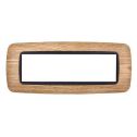 Ettroit placca compatibile Bticino Livinglight 7 moduli plastica bombata colore legno scuro - LN88705