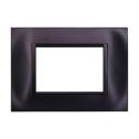 Placca compatibile Bticino Livinglight 3 moduli plastica quadrata colore nero
