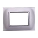 Placca compatibile Bticino Livinglight 3 moduli plastica quadrata colore argento