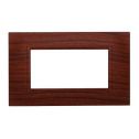 Placca compatibile Bticino Livinglight 4 moduli plastica quadrata colore radica LN89403