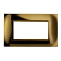 Plaque compatibles Bticino Livinglight 4 modules plastique carré couleur or brillant