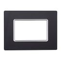 Plaque compatibles Bticino Matix 3 modules verre couleur acier graphite foncé