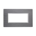 ETTROIT MT86406 Plaque aluminium 4P Couleur Argent Compatible avec Bticino Matix