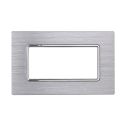 ETTROIT MT86417 Plaque aluminium 4P Couleur Argent Poli Compatible avec Bticino Matix