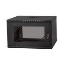 Armoire rack suspendu 19" 6U 450mm acier couleur noir RAL 9005 avec porte en verre