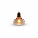 Modern Pendant Light 1MT Elegant E27 Ф165mm - Glas + Holz Mod. VT-7170 - SKU 3819 - Durchsichtiges Glas