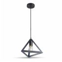 V-TAC VT-7141-MB Kronleuchter dreieckige Pyramide LED-Lampenfassung 1MT E27 Ф250mm aus mattschwarzem Metall – 3832