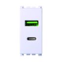 Prise USB ETTROIT 2 ports 3.1A USB-A + USB Type C Compatible avec Vimar Arkè Couleur Blanc - VA3002B