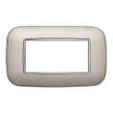 Plaque compatibles Bticino Axolute 4 modules plastique couleur argent Orbis série Moon Ettroit AN91406