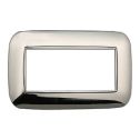 Plaque compatibles Bticino Axolute 4 modules plastique couleur chrome poli Orbis série Moon Ettroit AN91413