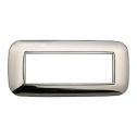 Plaque compatibles Bticino Axolute 6 modules plastique couleur chrome poli Orbis série Moon Ettroit AN91613
