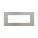 ETTROIT AN84606 Plaque en Verre Série Lune 6P Argent Compatible avec Bticino Axolute