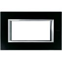 Bticino - Axolute rechteckige Platte 4 Module aus nachtschwarzem Glas HA4804VNN