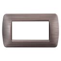 Plaque Plastique 4 Places 4P ETTROIT Couleur Bronze Satiné Compatible Avec Bticino Living Light - LN85410