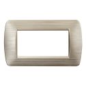 Plaque Plastique ETTROIT 4P Couleur Or Satiné Compatible Avec Bticino Living Light - LN85411