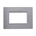 ETTROIT MT86317 Plaque Aluminium Série Solaire 3P Couleur Argent Poli Compatible avec Bticino Matix