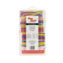 Pre-cut flexible heat shrink tubing kit with mixed diameters and colors in Raytech THERMO MINIMIX-MC box