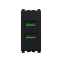 ETTROIT Prise USB Chargeur USB 5V 2.1A 2 Ports USB-A Couleur Noire Compatible Avec Vimar Arke