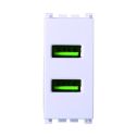 ETTROIT Prise USB Chargeur USB 5V 2.1A 2 Ports USB-A Couleur Blanche Compatible Avec Vimar Arke VA2402B