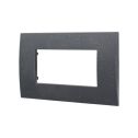 Plaque plastique ETTROIT 4p série Venus, noir brillant, compatible avec Vimar Arke VA83424