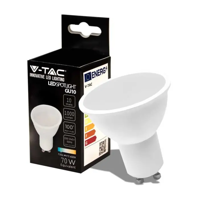 V TAC PRO VT 271 Samsung LED chip spotlight bulb SMD 10W GU10 100 cold white 6500K satin SKU 21880