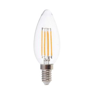 V-TAC VT-2127 lampadina led candela E14 6W 100LM/W a filamento luce bianco naturale 4000K - SKU 217424