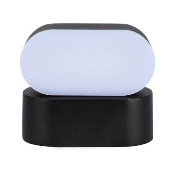 V-TAC VT-816 Lampada LED ovale orientabile 6W da parete 120LM/W colore nero bianco caldo 3000K IP65 - SKU 218288