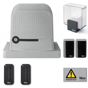 Nice Robus RBS400BDKCE – Kit automazione per cancelli scorrevoli fino a 400 kg, 24 VDC con centrale integrata RBS